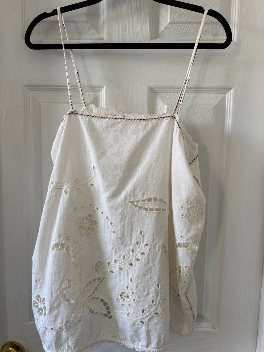 Zara collection White Eyelet Embroidered Cami Top